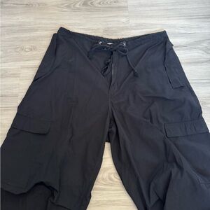 Women's Black Cargo Parachute Pants